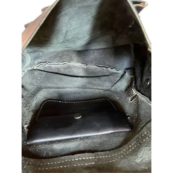 Patricia Nash Barcelona Black Tooled Leather Large Crossbody Saddle Bag Purse - Picture 15 of 15